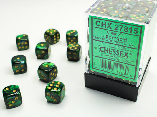 Chessex D6 Dice Brick: Scarab (Jade/Gold)
