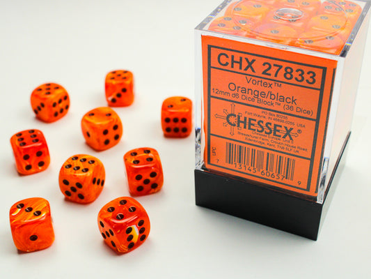 Chessex D6 Dice Brick: Vortex (Orange/Black)