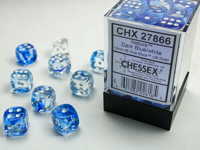 Chessex D6 Dice Brick: Nebula (Dark Blue/White)