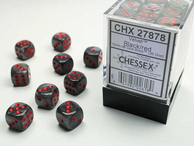 Chessex D6 Dice Brick: Velvet (Black/Red)
