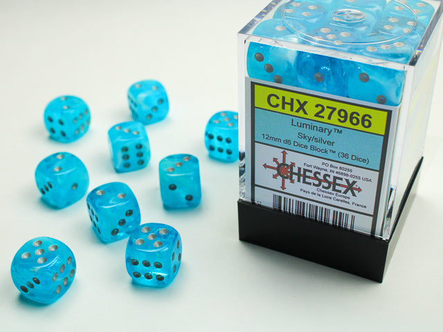 Chessex D6 Dice Brick: Luminary (Sky/Silver)
