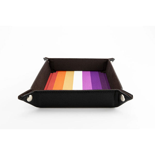 Fanroll Pride Velvet Dice Tray With Leather Backing - Lesbian