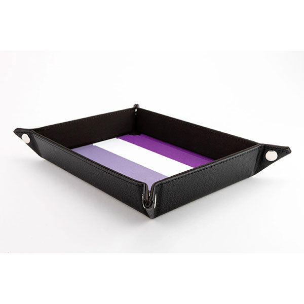Fanroll Pride Velvet Dice Tray With Leather Backing - Asexual