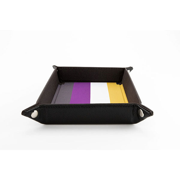 Fanroll Pride Velvet Dice Tray With Leather Backing - Nonbinary
