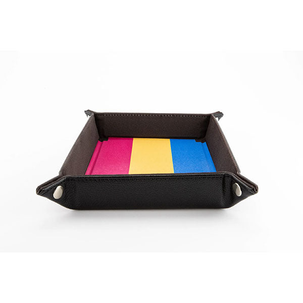 Fanroll Pride Velvet Dice Tray With Leather Backing - Pansexual