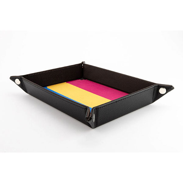 Fanroll Pride Velvet Dice Tray With Leather Backing - Pansexual