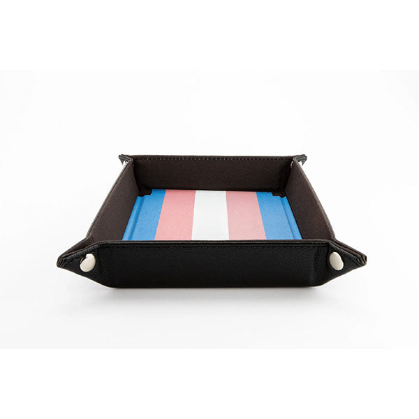 Fanroll Pride Velvet Dice Tray With Leather Backing - Transgender