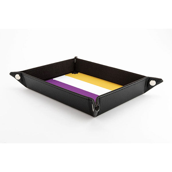 Fanroll Pride Velvet Dice Tray With Leather Backing - Nonbinary