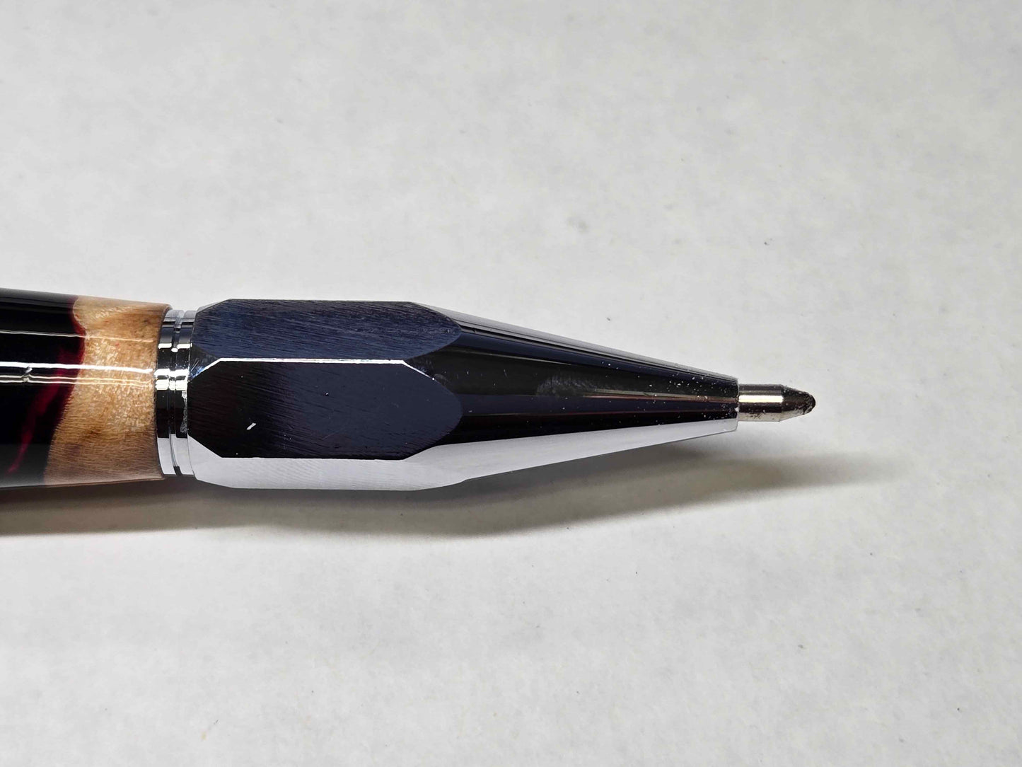 Vertex Click Ballpoint Pen (Chrome - Red & Blue Maple Hybrid)