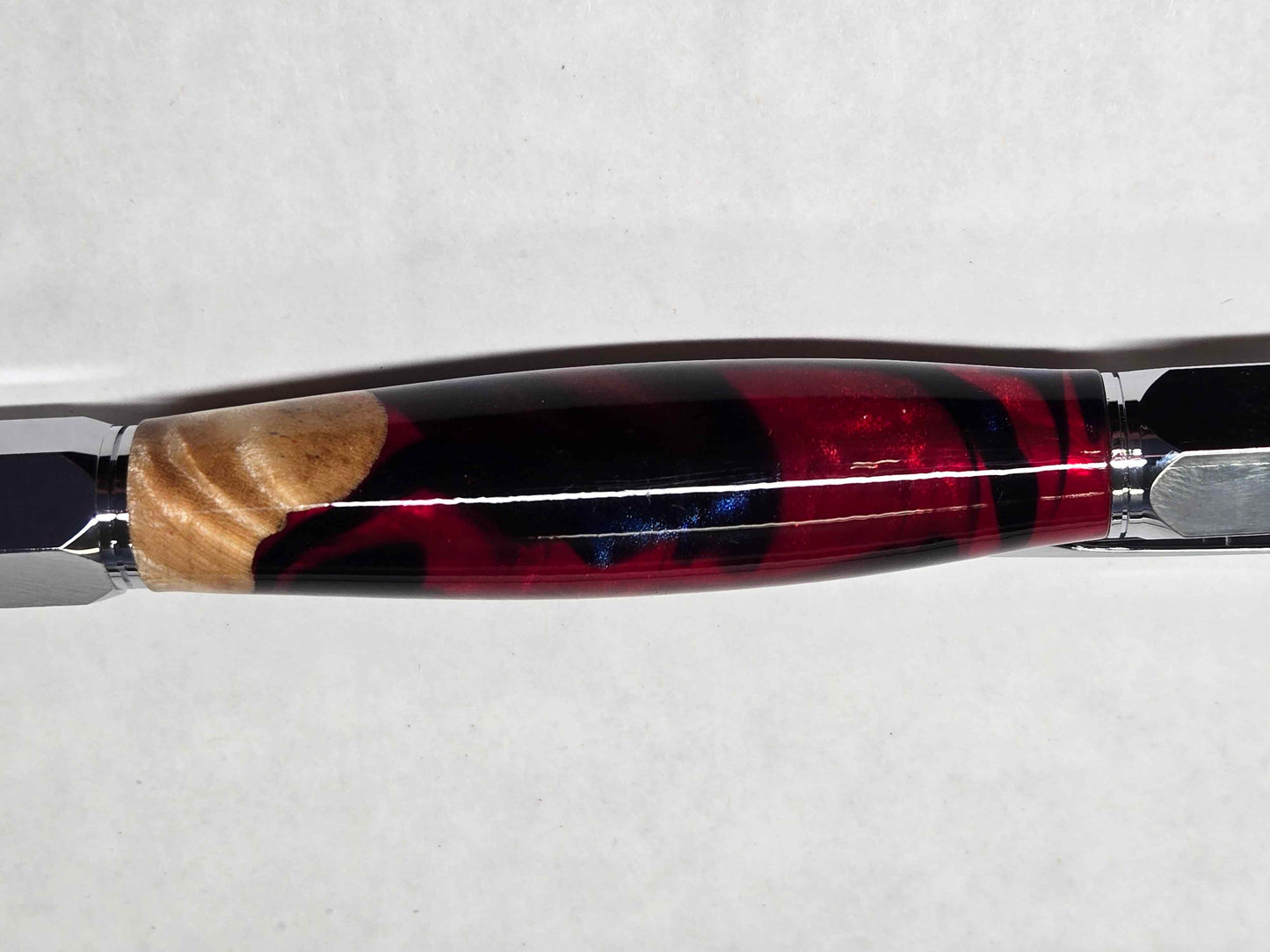 Vertex Click Ballpoint Pen (Chrome - Red & Blue Maple Hybrid)