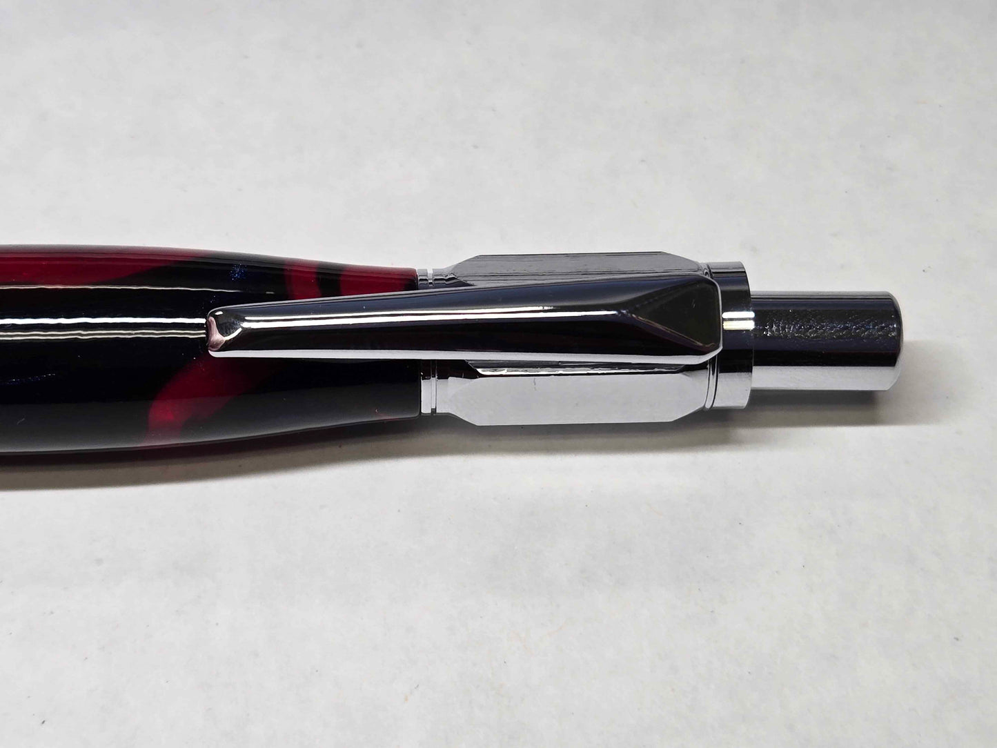 Vertex Click Ballpoint Pen (Chrome - Red & Blue Maple Hybrid)
