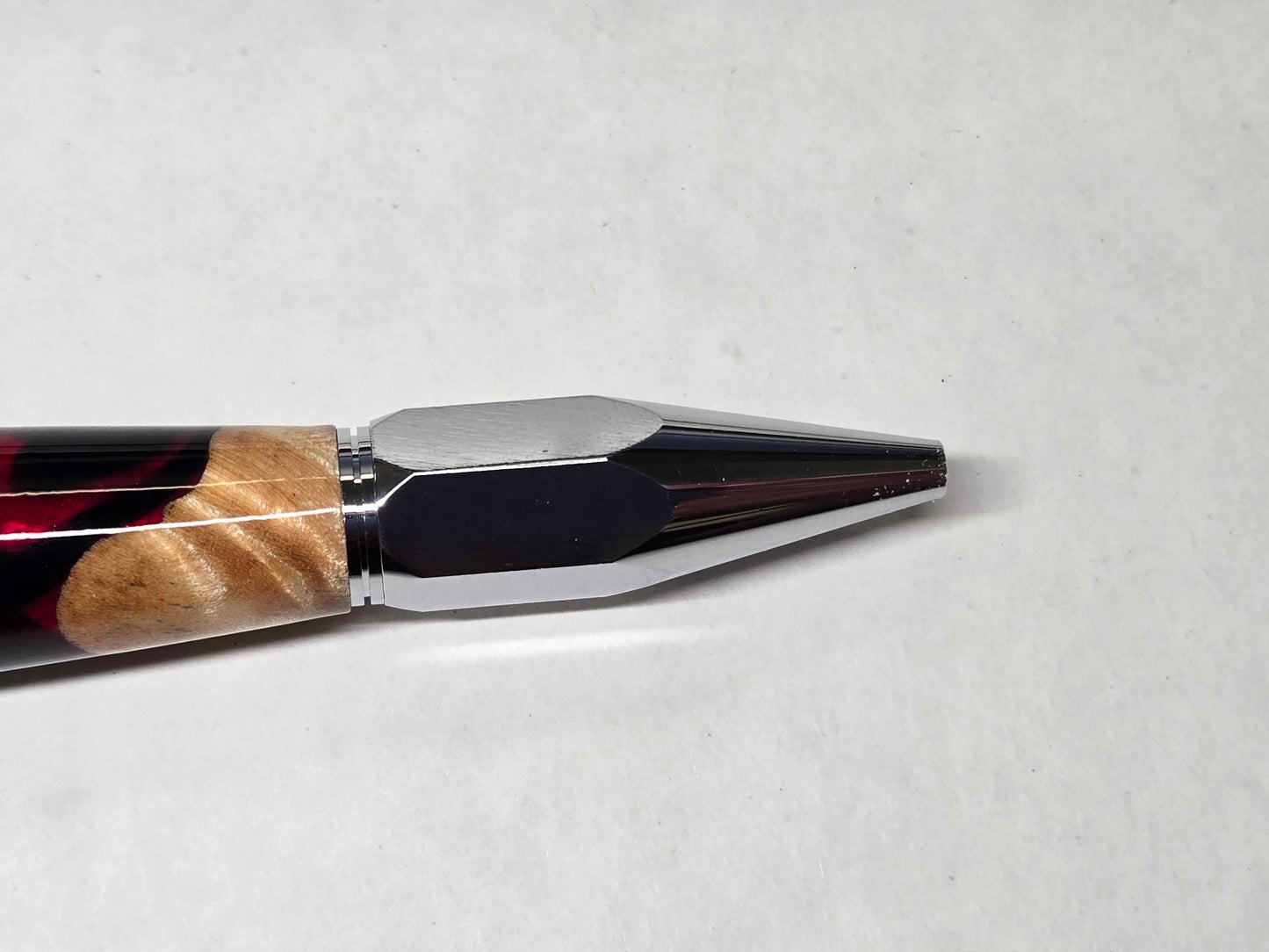 Vertex Click Ballpoint Pen (Chrome - Red & Blue Maple Hybrid)
