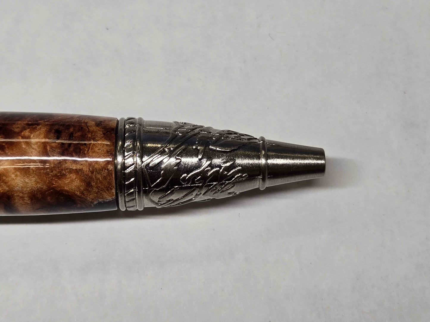 Kunlun Dragon Ballpoint Pen (Antique Nickel - Alumilite Resin & Maple Burl Hybrid)