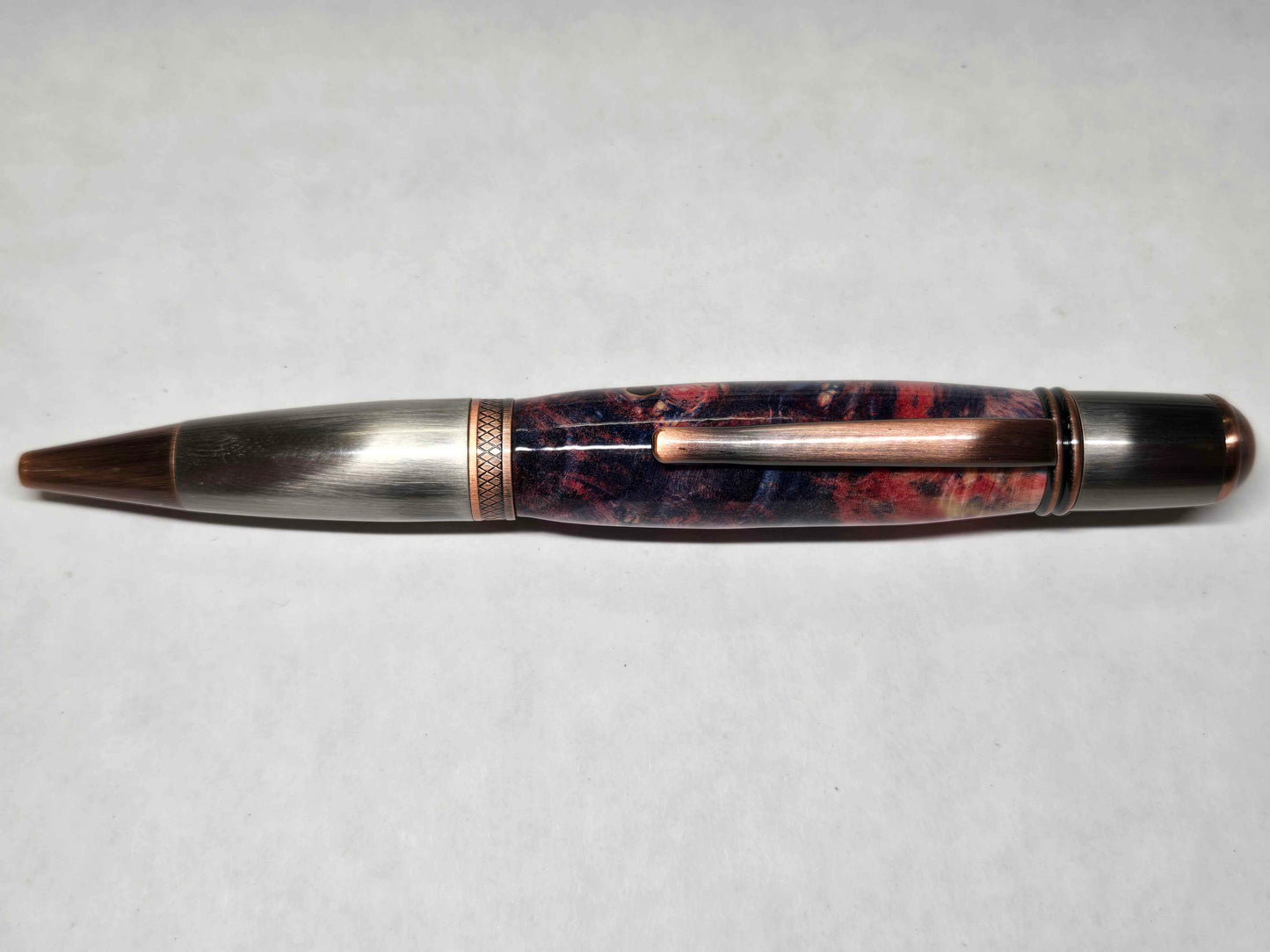 Monarch Grande Ballpoint Pen (Gunmetal/Antique Rose Copper - Aluminite Resin & Maple Burl)