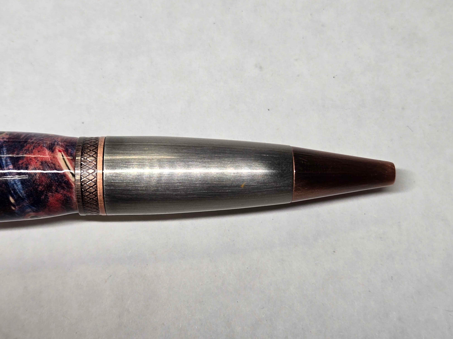 Monarch Grande Ballpoint Pen (Gunmetal/Antique Rose Copper - Aluminite Resin & Maple Burl)