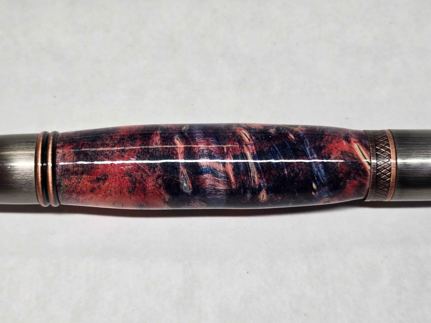 Monarch Grande Ballpoint Pen (Gunmetal/Antique Rose Copper - Aluminite Resin & Maple Burl)