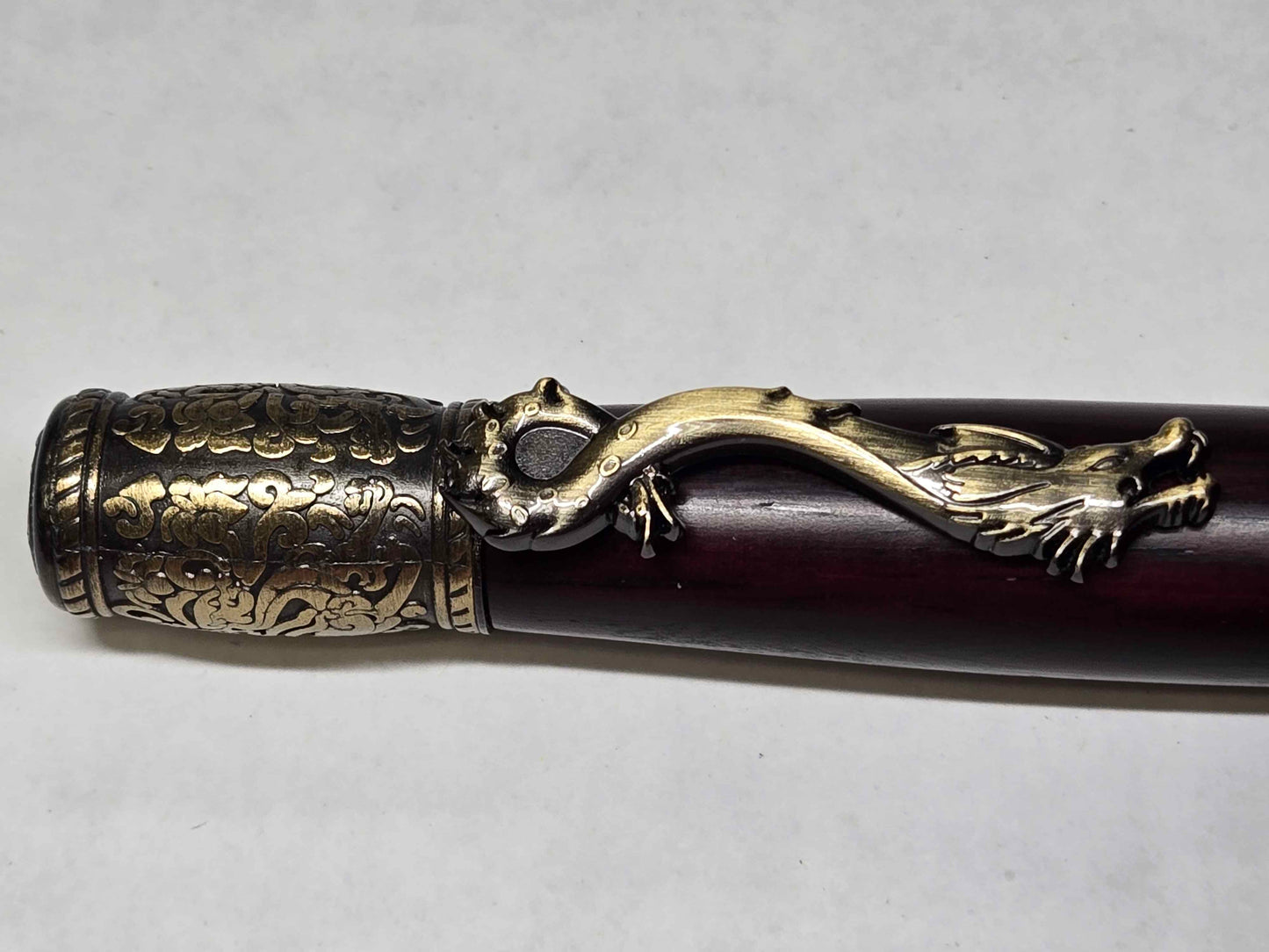 Kunlun Dragon Ballpoint Pen (Antique Brass - Bois de Rose Rare Wood)