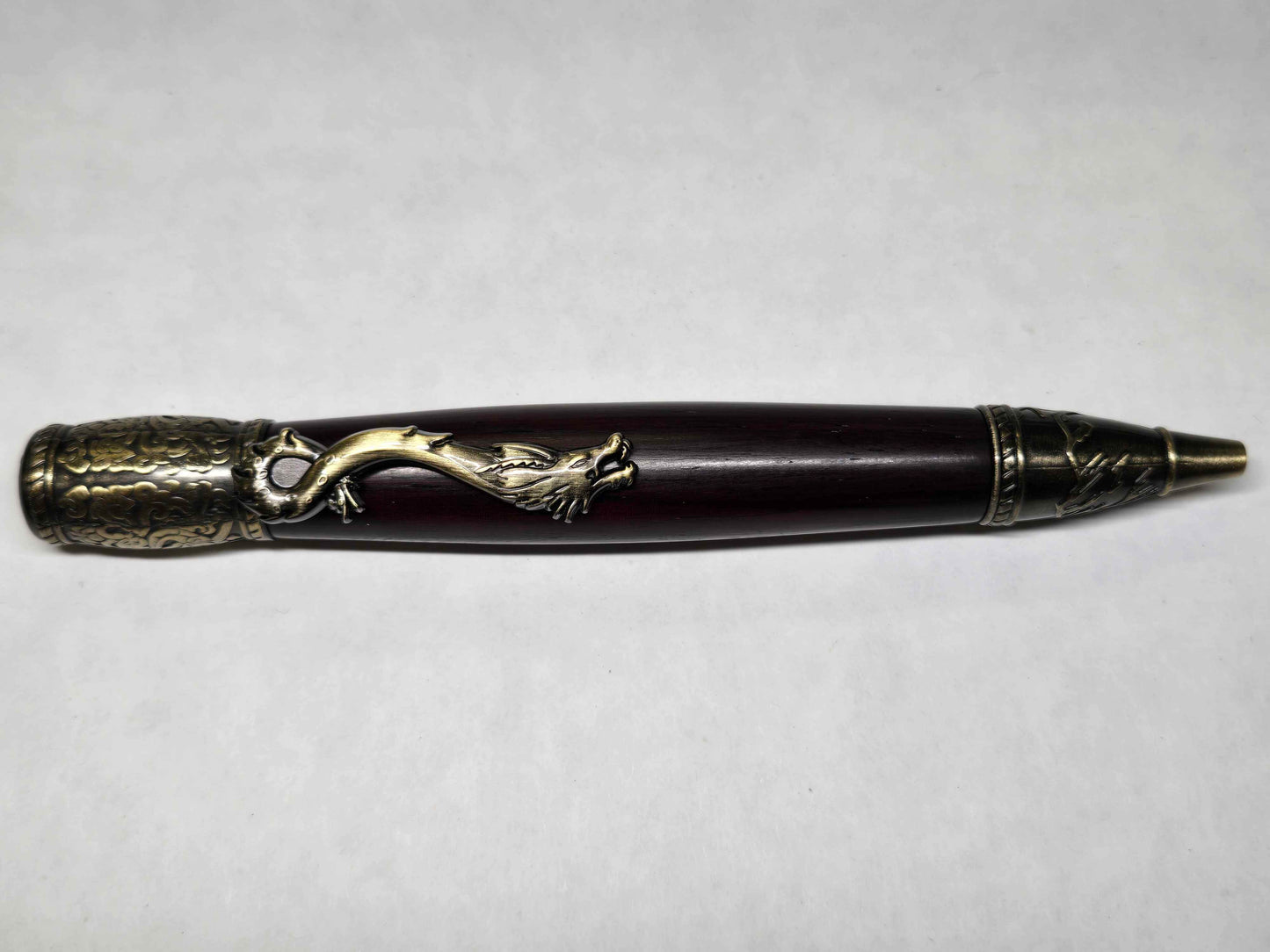 Kunlun Dragon Ballpoint Pen (Antique Brass - Bois de Rose Rare Wood)