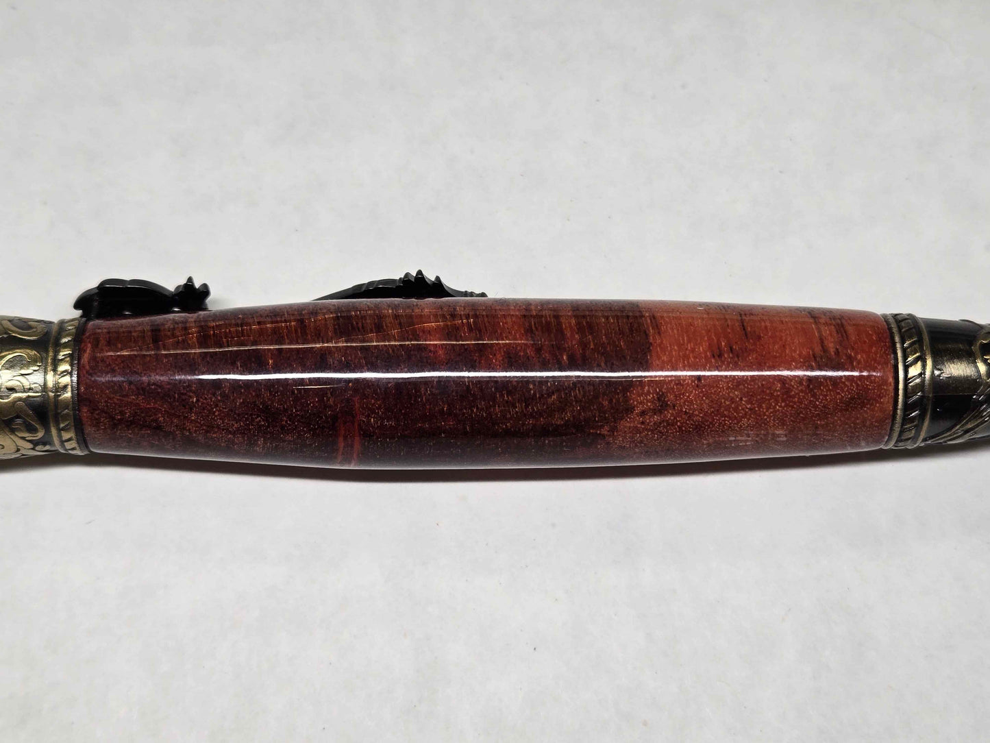 Kunlun Dragon Ballpoint Pen (Antique Brass - Red Acacia Wood)