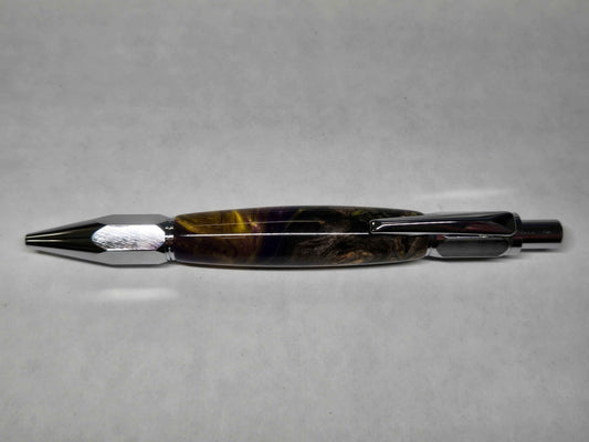 Vertex Hex Click Ballpoint Pen (Chrome - Purple & Gold Buckeye Maple Burl)