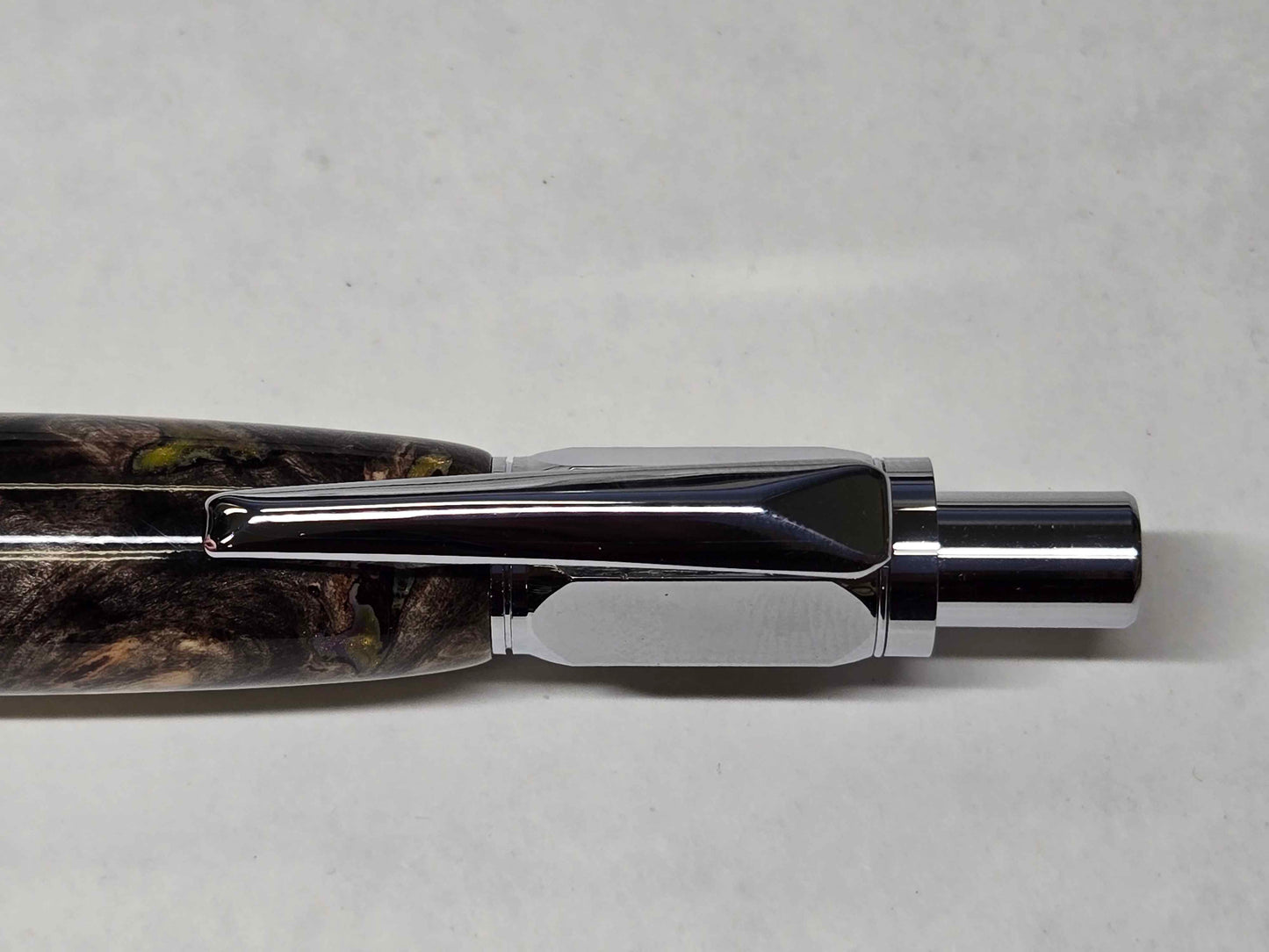Vertex Hex Click Ballpoint Pen (Chrome - Purple & Gold Buckeye Maple Burl)