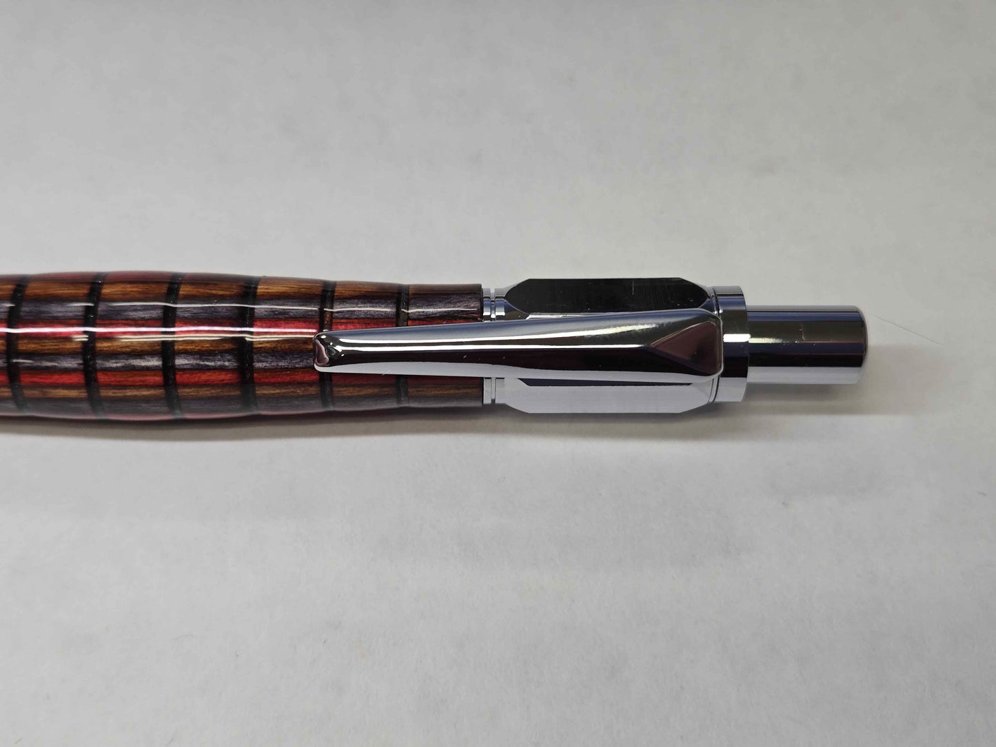 Vertex Hex Click Ballpoint Pen (Chrome - SpectraPly Red, Grey, & Brown)