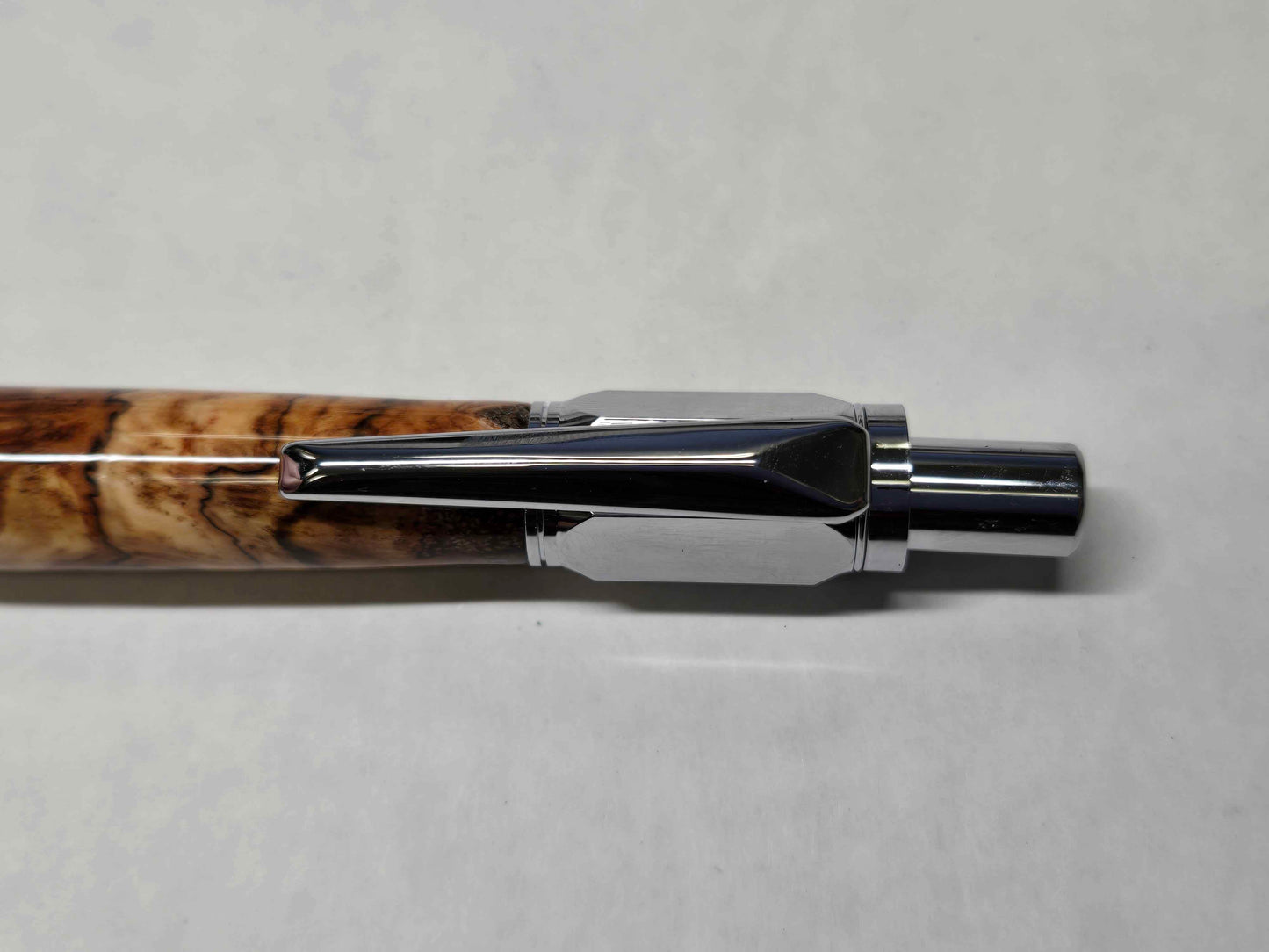 Vertex Hex Click Ballpoint Pen (Chrome - Spalted Pecan Burl)