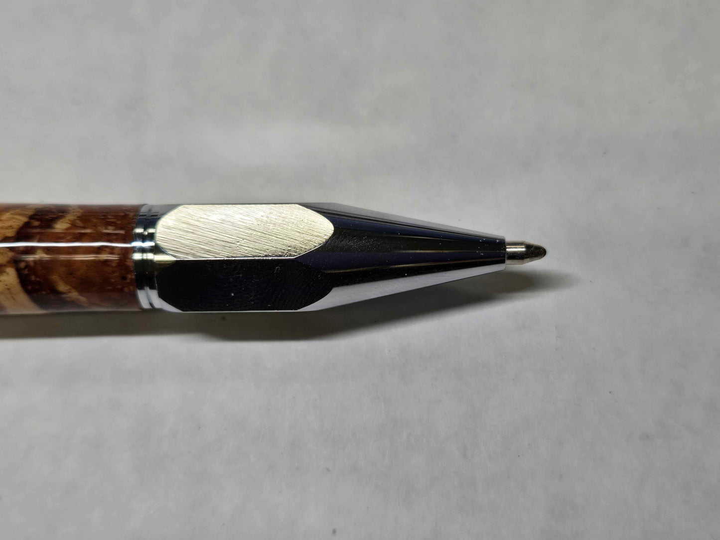 Vertex Hex Click Ballpoint Pen (Chrome - Spalted Pecan Burl)