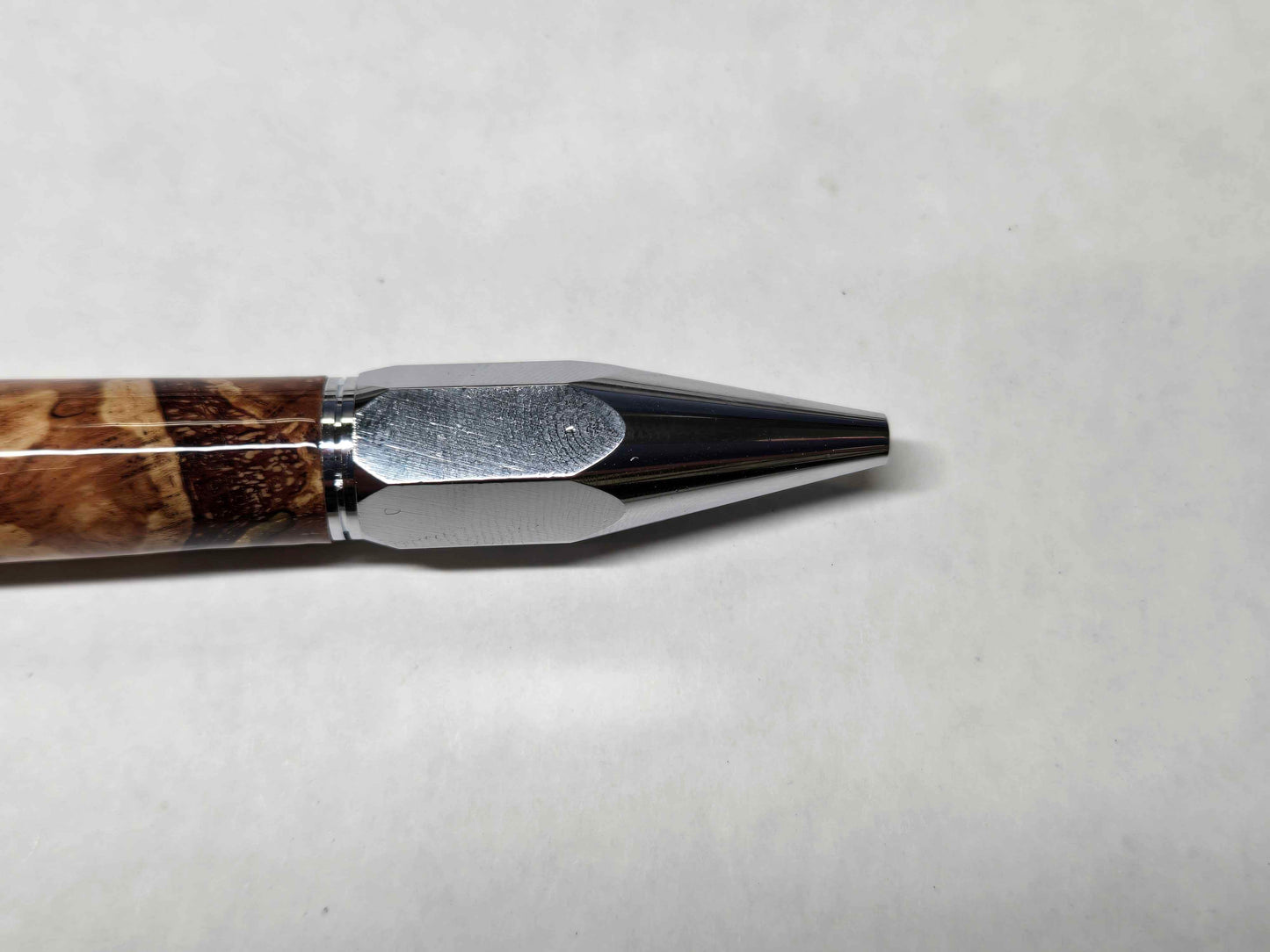 Vertex Hex Click Ballpoint Pen (Chrome - Spalted Pecan Burl)