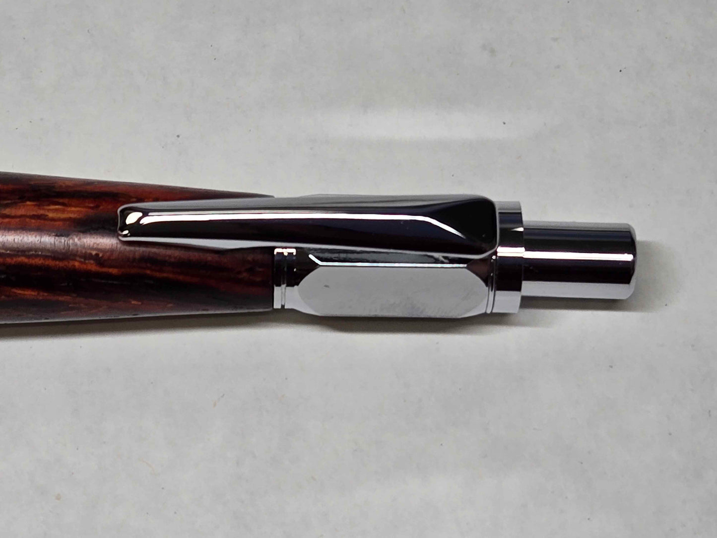 Vertex Hex Click Ballpoint Pen (Chrome - Figured Cocobolo Wood)