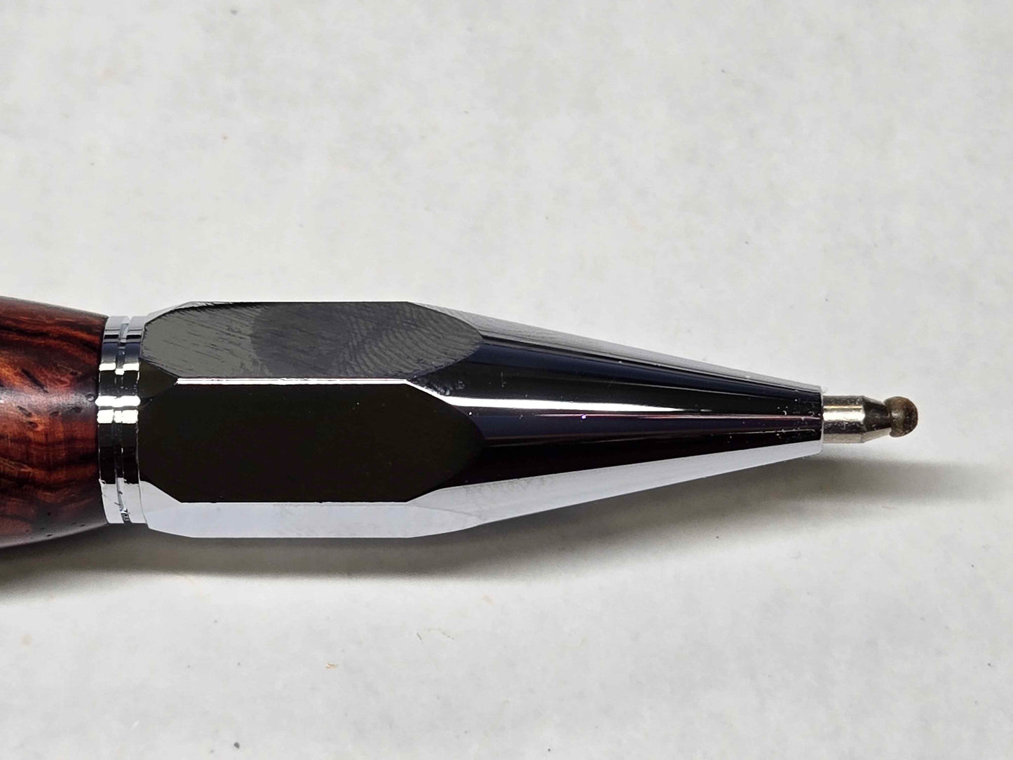 Vertex Hex Click Ballpoint Pen (Chrome - Figured Cocobolo Wood)