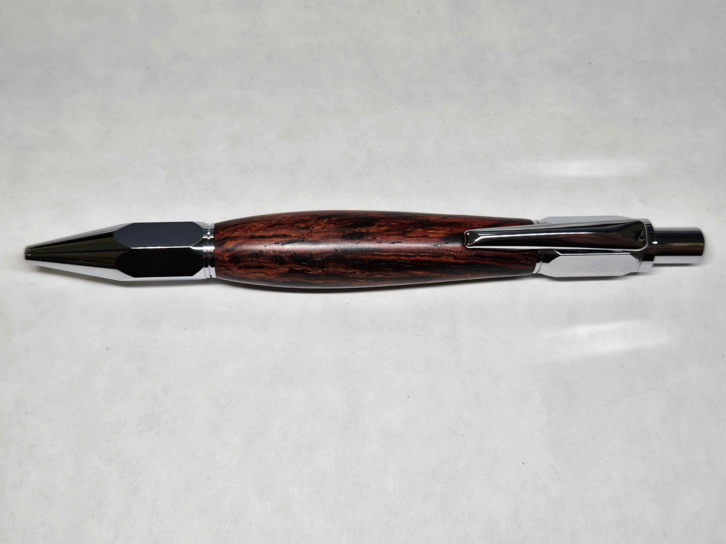 Vertex Hex Click Ballpoint Pen (Chrome - Figured Cocobolo Wood)