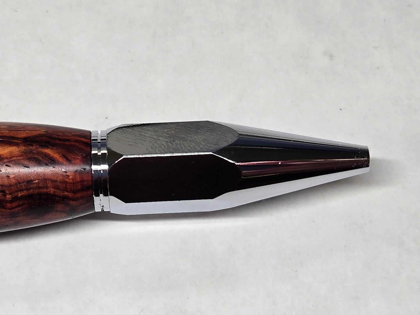 Vertex Hex Click Ballpoint Pen (Chrome - Figured Cocobolo Wood)
