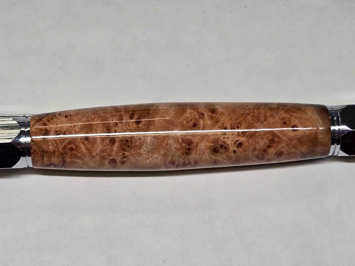 Vertex Hex Click Ballpoint Pen (Chrome - Maple Burl with Blue & Silver Alumilite)