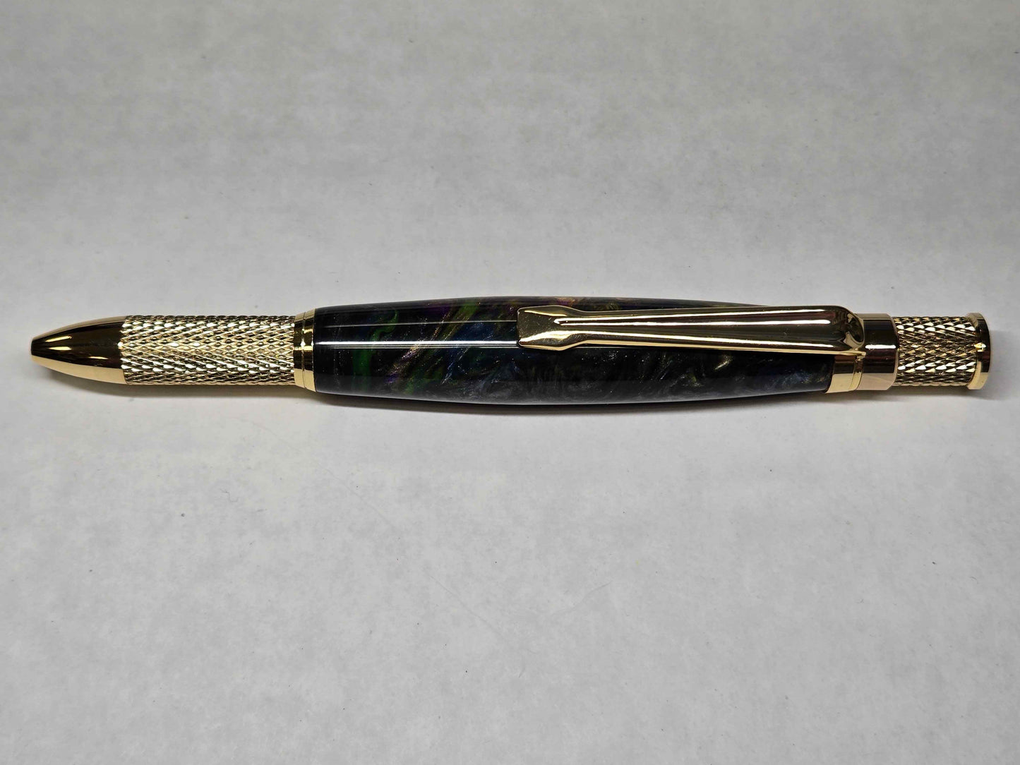 Knurl Twist Ballpoint Pen (Gold - Multi-Color Alumilite)