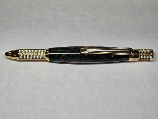 Knurl Twist Ballpoint Pen (Gold - Multi-Color Alumilite)