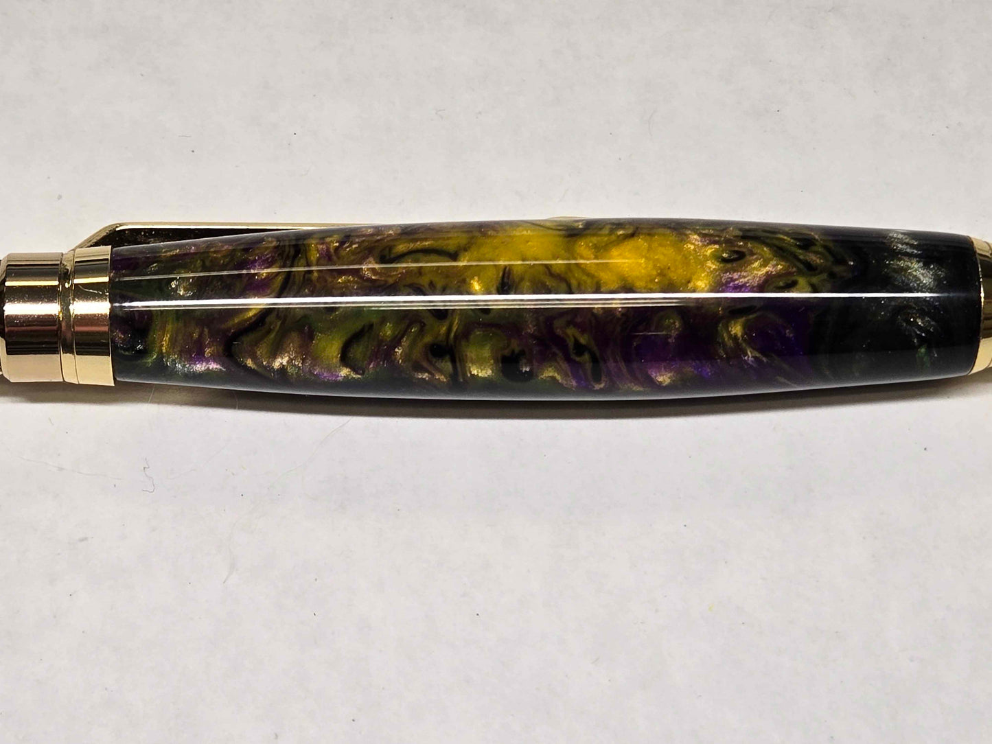 Knurl Twist Ballpoint Pen (Gold - Multi-Color Alumilite)