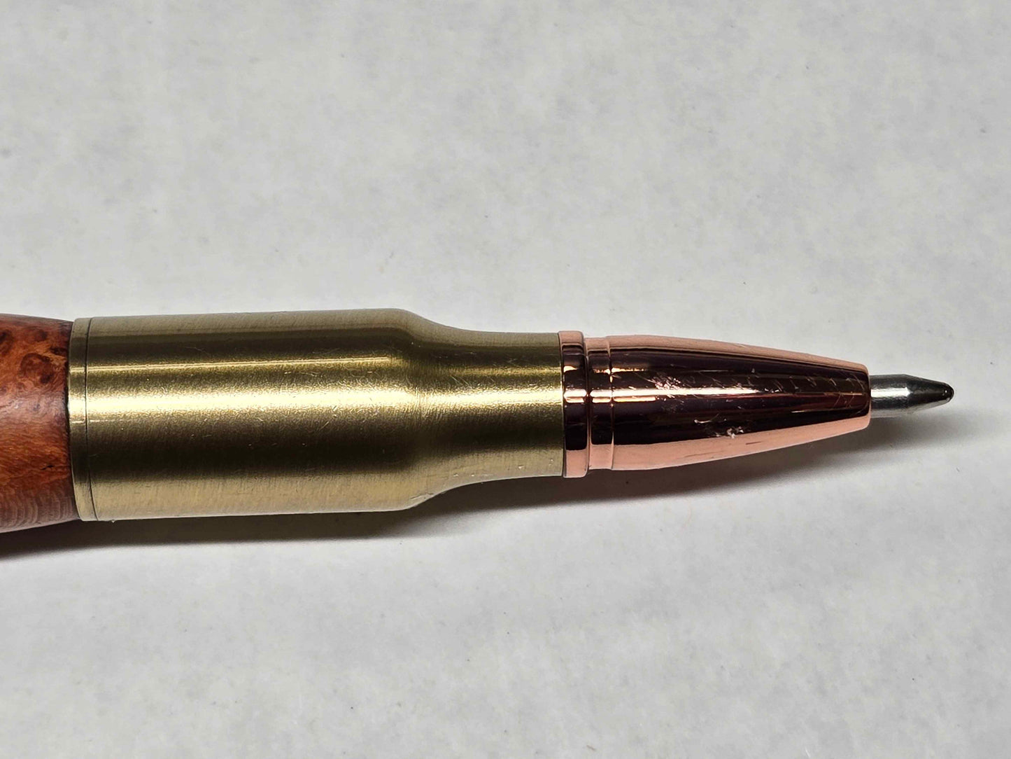 .30 Calibur Bolt Action Ballpoint Pen (Antique Brass - Thuya Burl)