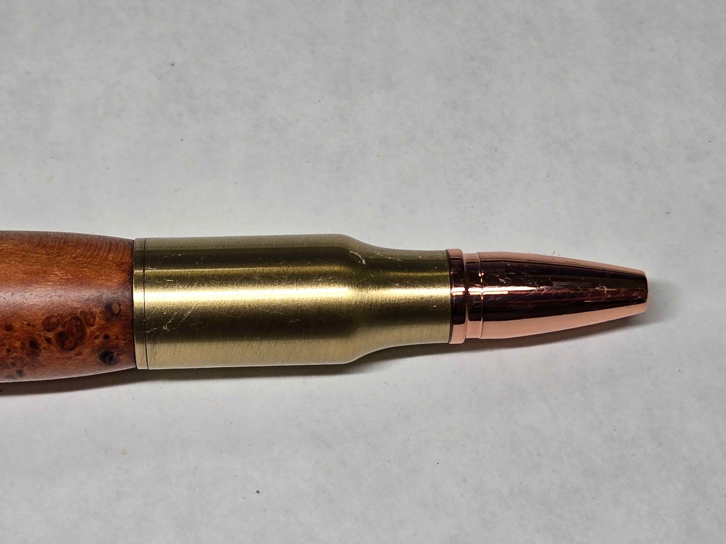 .30 Calibur Bolt Action Ballpoint Pen (Antique Brass - Thuya Burl)