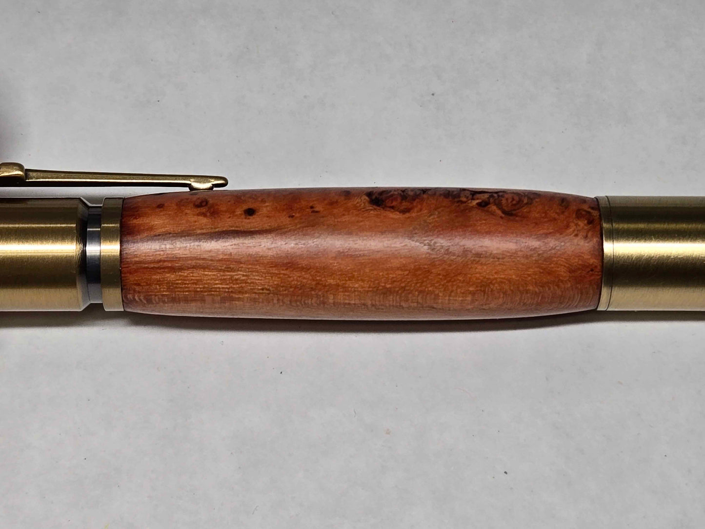 .30 Calibur Bolt Action Ballpoint Pen (Antique Brass - Thuya Burl)