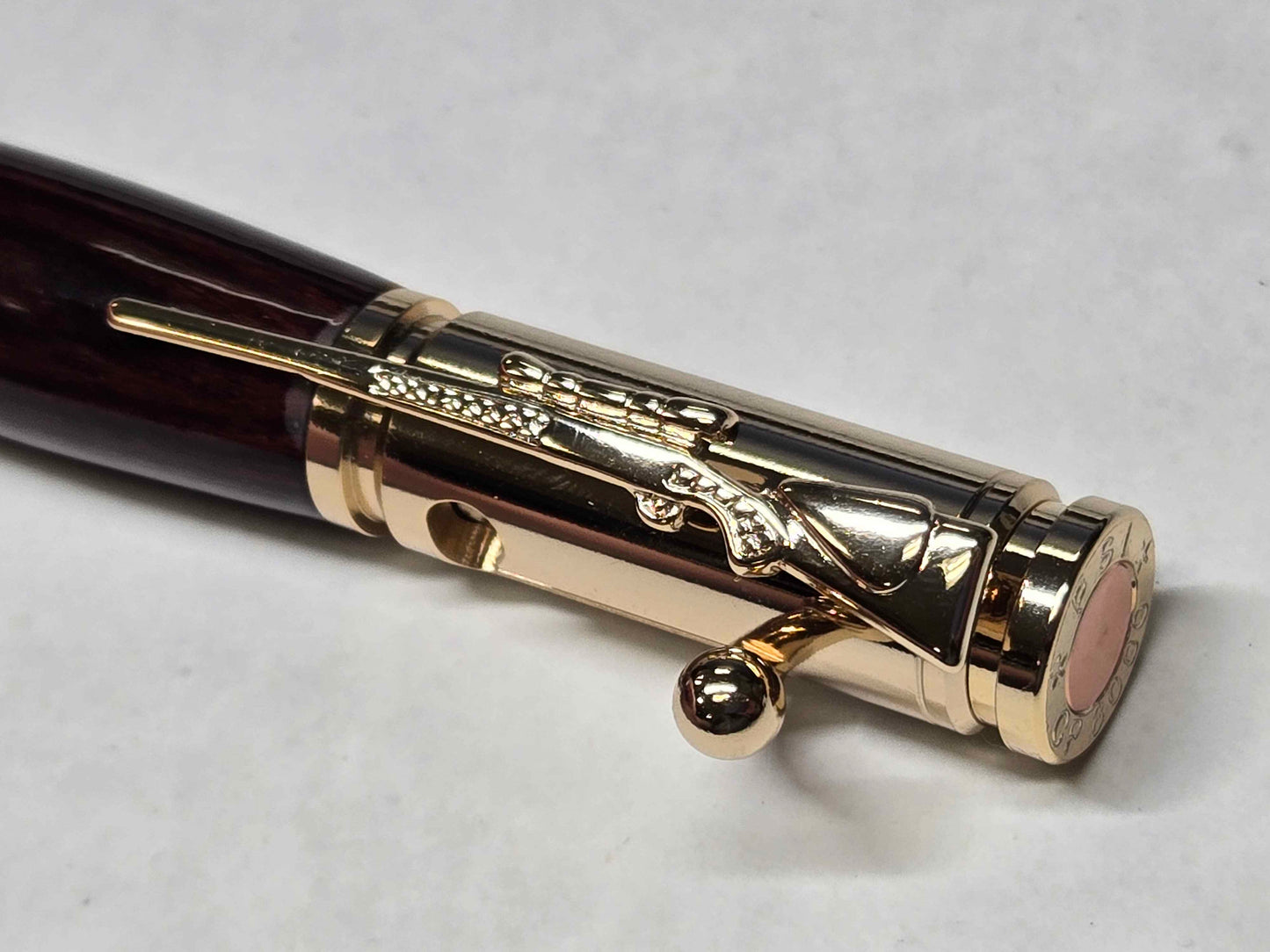 .30 Calibur Bolt Action Ballpoint Pen (Gold - Kingwood - Rare Wood)