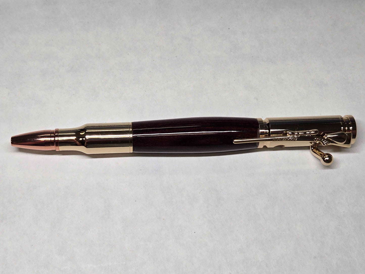 .30 Calibur Bolt Action Ballpoint Pen (Gold - Kingwood - Rare Wood)