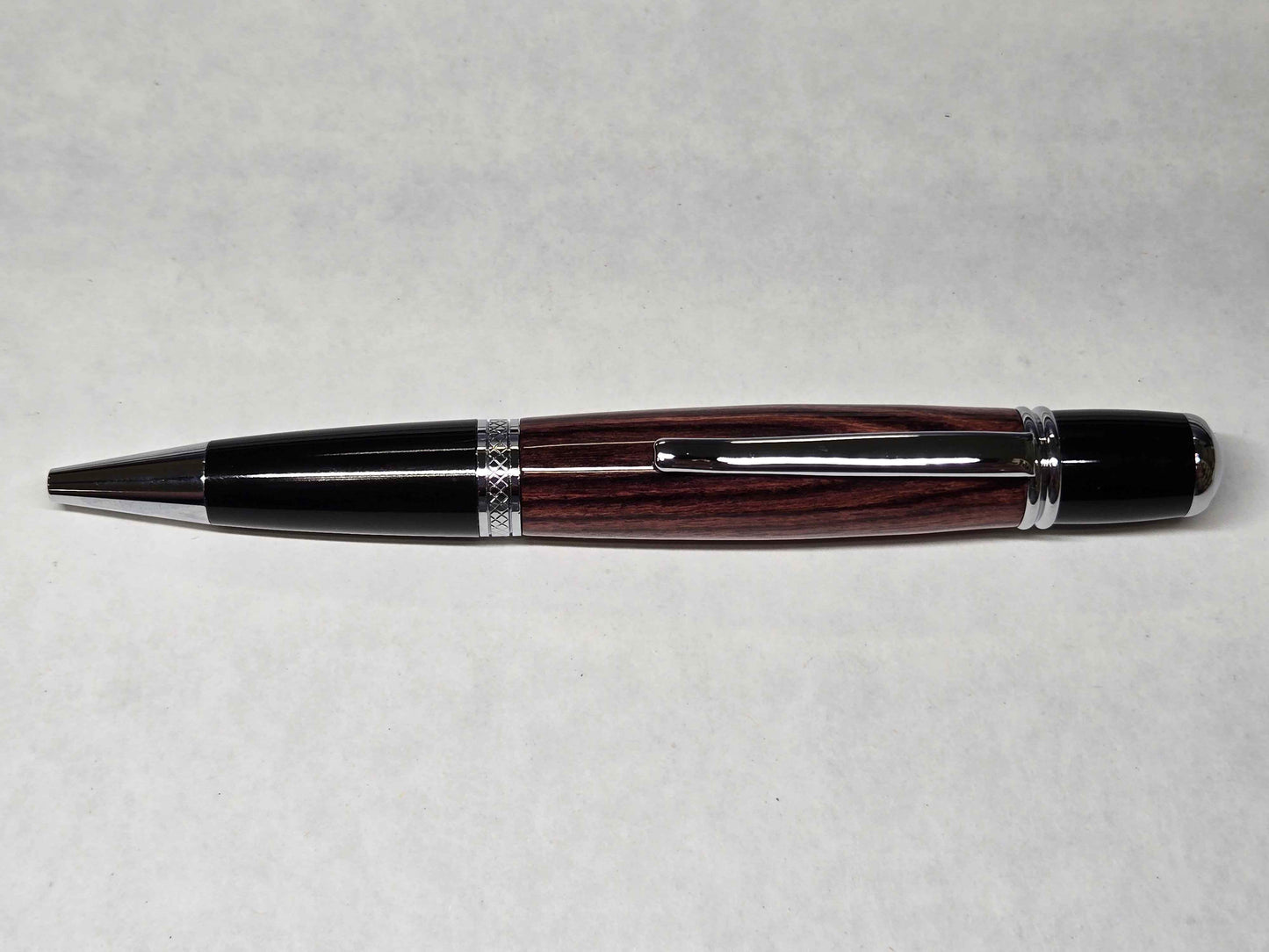 Monarch Grande Ballpoint Pen (Chrome/Black Chrome - Kingwood - Rare Wood)