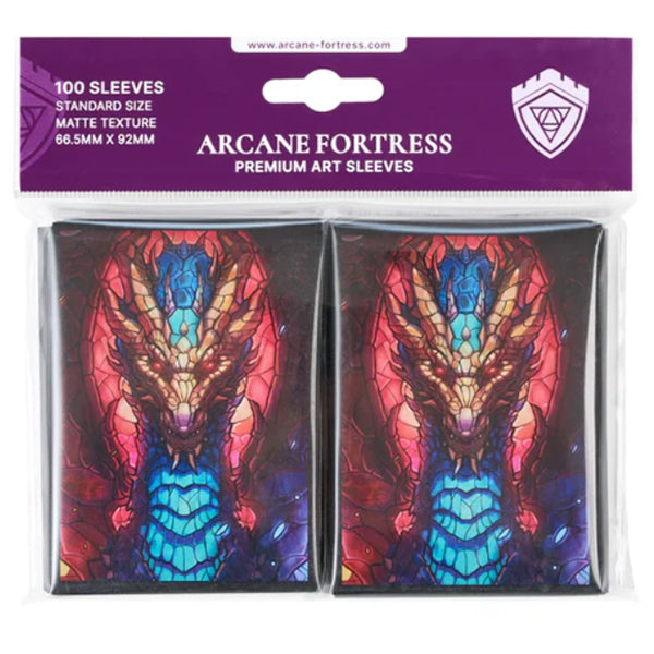 Arcane Fortress Standard Card Sleeves: Stained Glass - Fire & Ice Dragon
