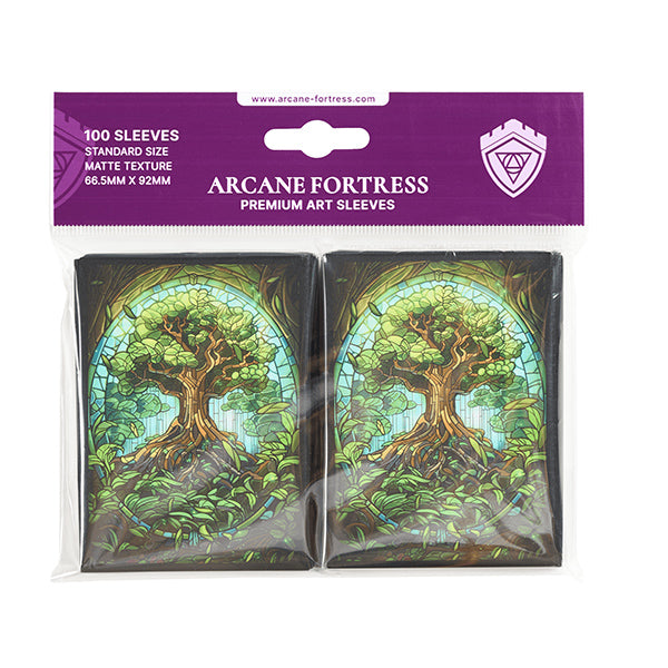 Arcane Fortress Standard Card Sleeves: Stained Glass - Mythical Forest