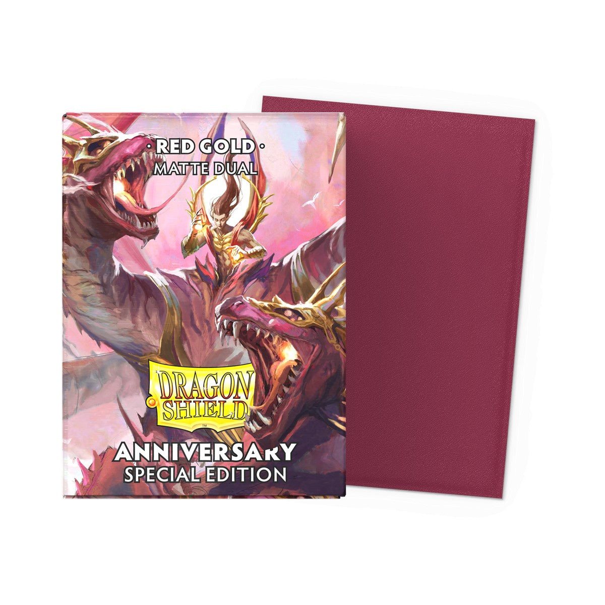 Dragon Shield Standard Dual Matte Sleeves: Pomegranate and Gold (100ct.)