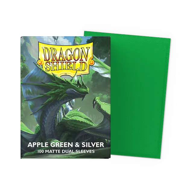 Dragon Shield Standard Dual Matte Sleeves: Apple Green & Silver (100ct.)
