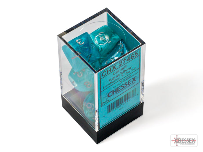 Chessex Polyhedral Dice Set: Cirrus (Aqua/Silver)