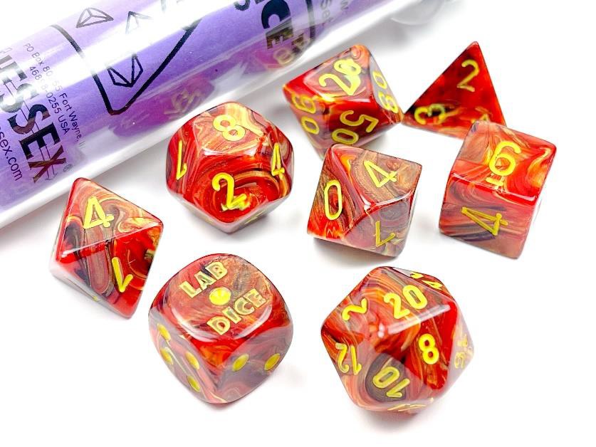 Chessex Polyhedral Lab Dice Set: Vortex (Underworld/Yellow)