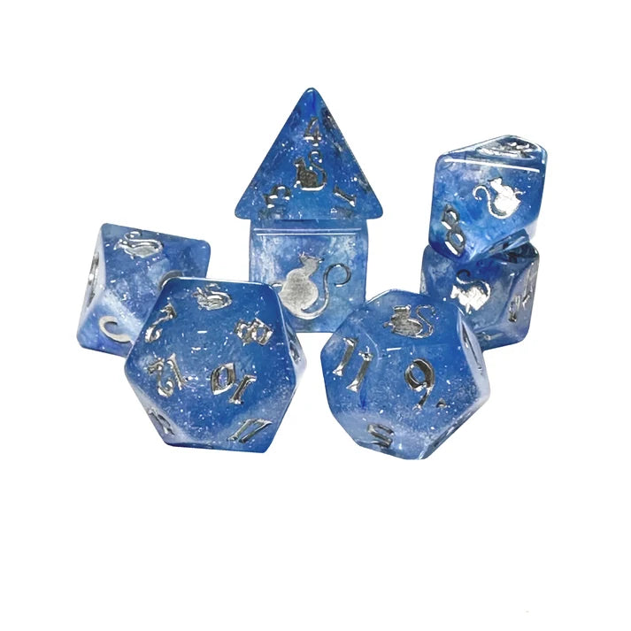 Black Oak Workshop Polyhedral Dice Set: Kitty Clacks - Cosmo